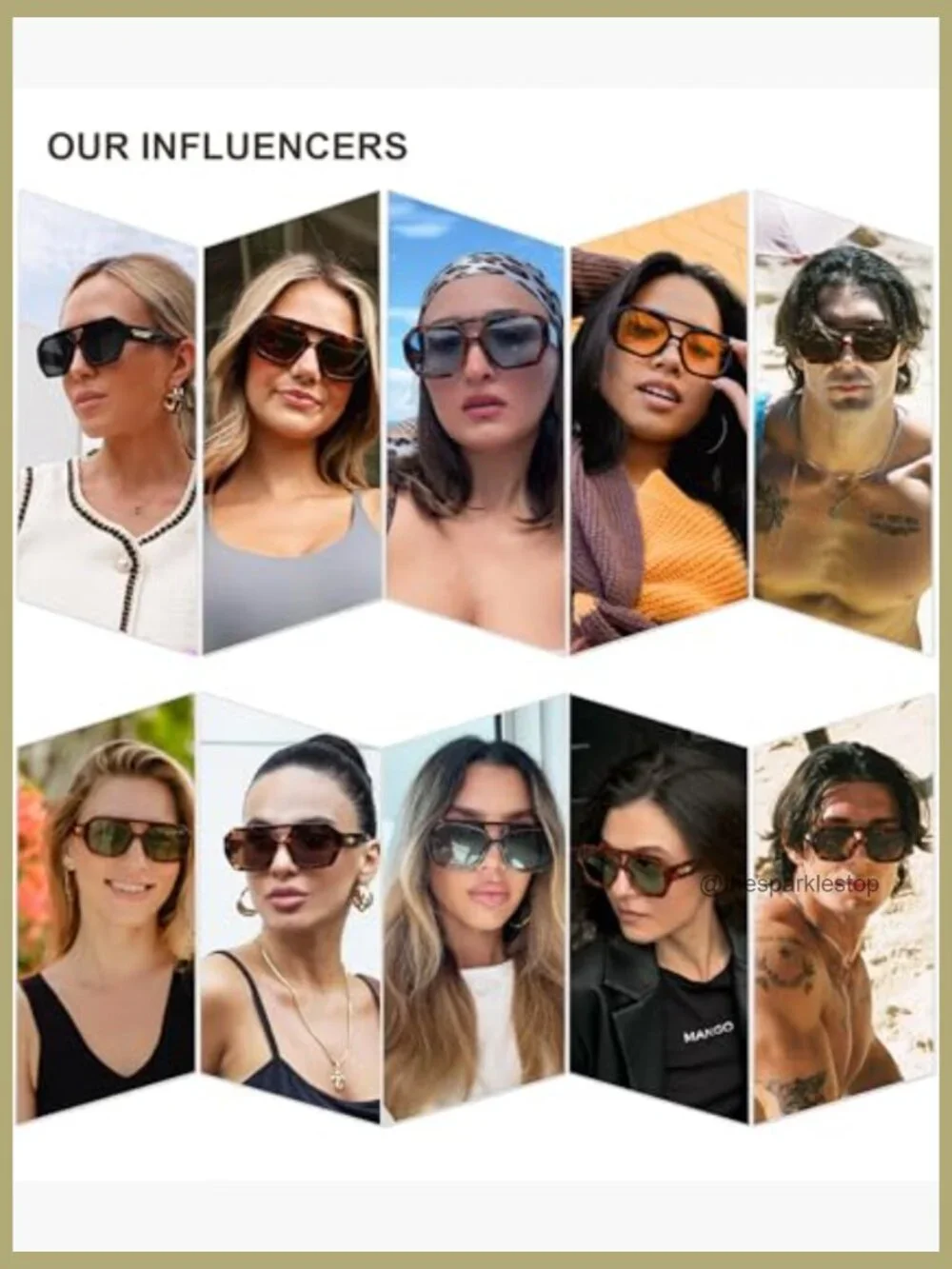 Polarized Aviator Sunglasses with Hexagonal Square Frame - Picture 2 of 7